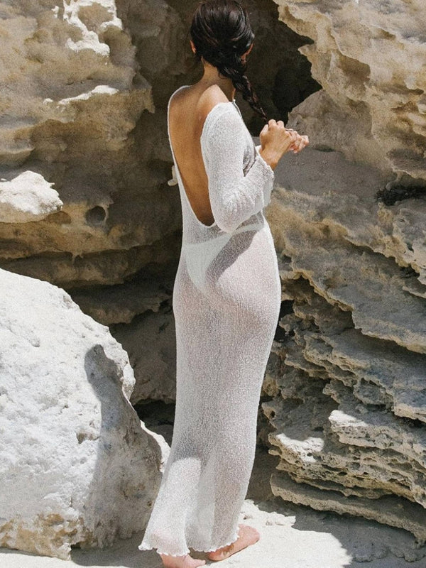 ZASUWA Female Mesh Backless Cover Dress