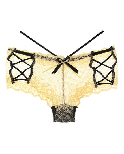ZASUWA Female Lace-up Bow-knot Mesh Panties