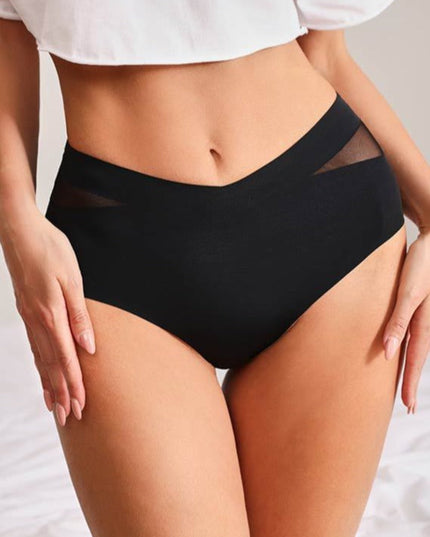 ZASUWA Female Solid Color Mesh V-shape Waisted Panties