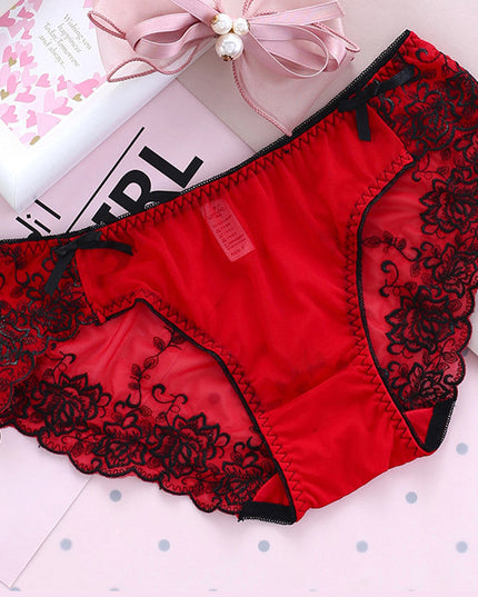 ZASUWA Female Unique Embroidery Quick-dry Mesh Breathable Panties