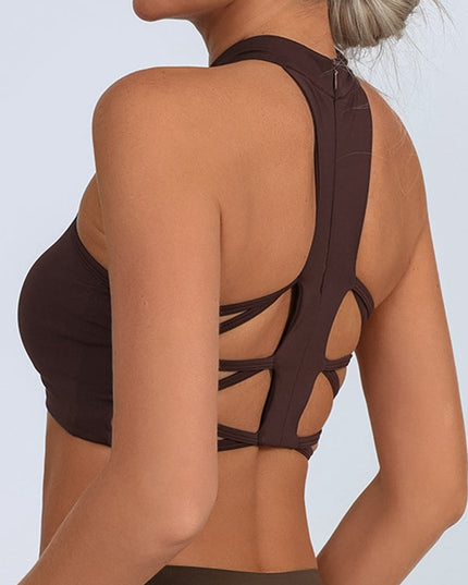 ZASUWA Female Sexy Mesh Cross Back Quick Dry Sports Bras