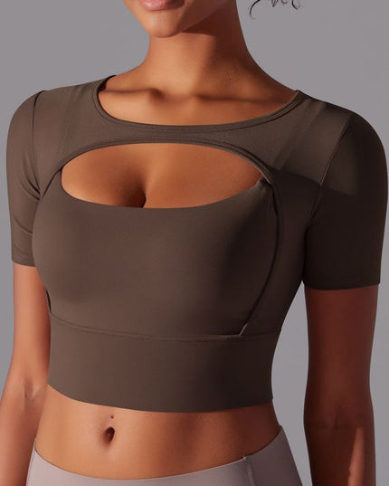 ZASUWA Female Sexy Mesh Hollow Out Breathable Short Sleeves