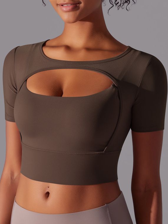 ZASUWA Female Sexy Mesh Hollow Out Breathable Short Sleeves