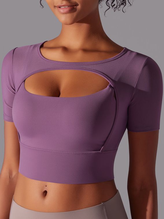 ZASUWA Female Sexy Mesh Hollow Out Breathable Short Sleeves