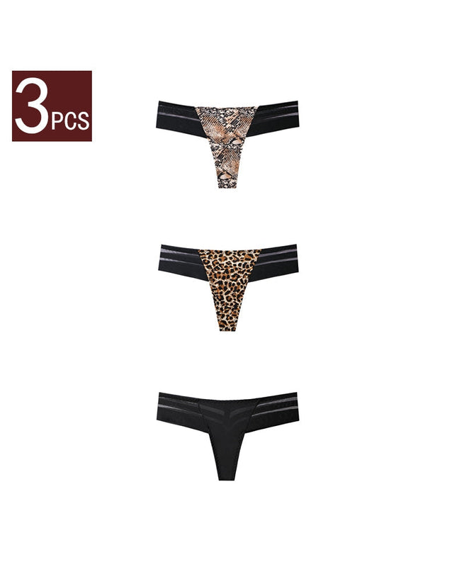 ZASUWA Female Animal Print Mesh T-back Panties