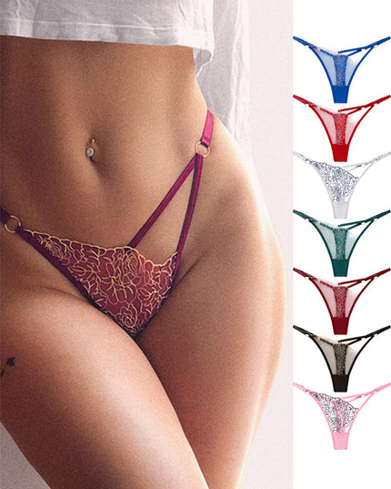 ZASUWA Female Embroidered Mesh Thongs