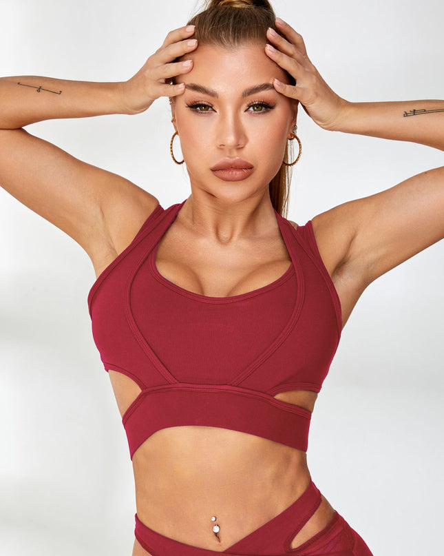 ZASUWA Female Ribbed Cutout Mesh Spandex Gym Booty Shorts