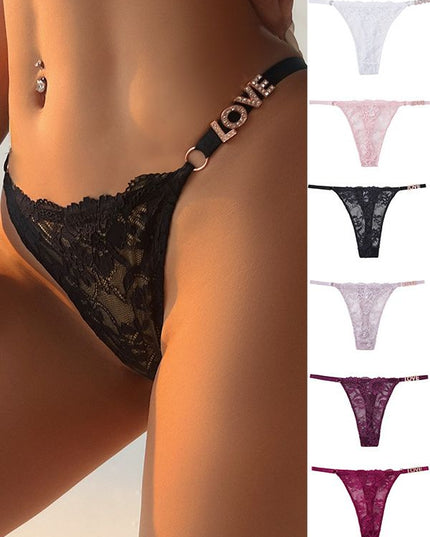 ZASUWA Femal Sexy Mesh Lace Metal Panties