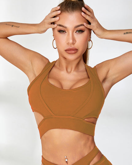 ZASUWA Female Ribbed Cutout Mesh Spandex Gym Booty Shorts