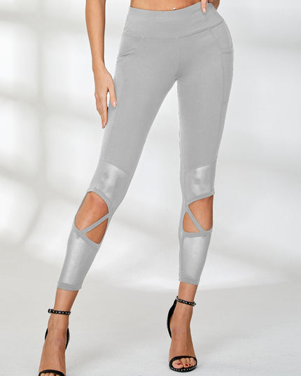 ZASUWA Female Cutout Mesh Cropped Leggings
