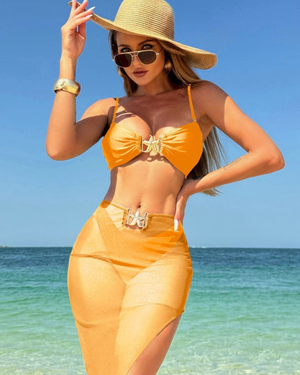 ZASUWA Female Sexy Starfish Sheer Mesh 3-Pieces Bikini Set