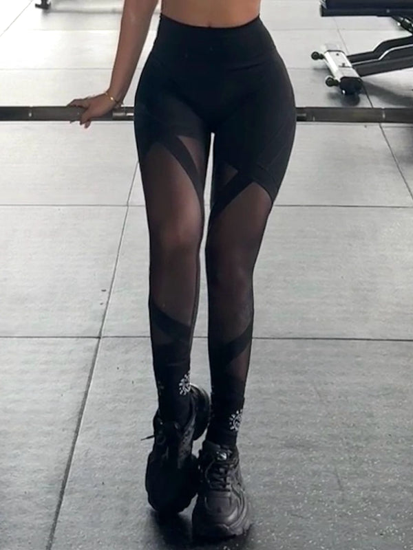 ZASUWA Female Sexy Sheer Mesh Hip-lift Leggings