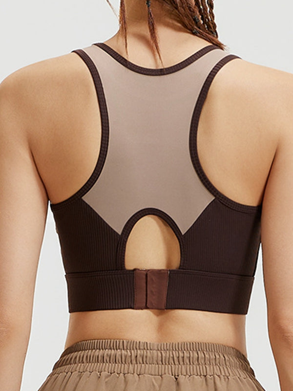 ZASUWA Female Contrast Color Mesh Sports Bras