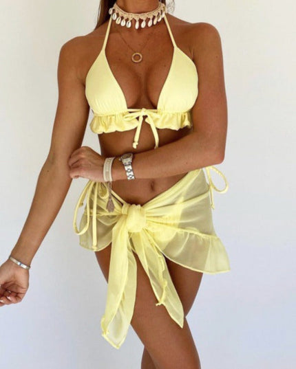 ZASUWA Female Sexy Mesh 3-Pieces Bikini Set