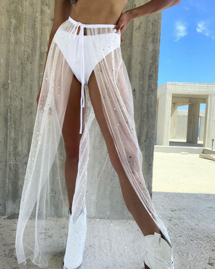ZASUWA Female Sexy Shiny Mesh Without Bikini Set Cover Up